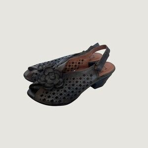 LArtiste Novella Leather Floral Laser Cut Slingback Heel‎ 40 US 9 Boho Artisan